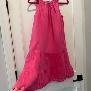 Girls' Sleeveless Tiered Mini Dress in Bright Pink